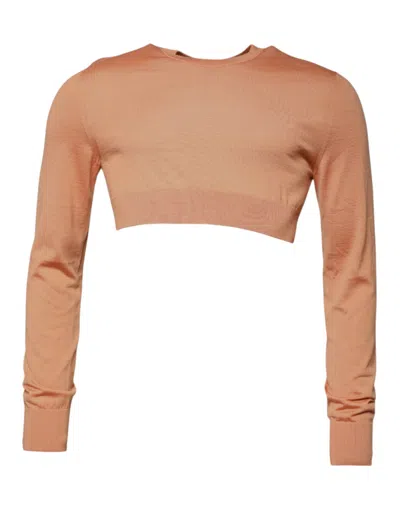 Dolce & Gabbana Beige Wool Crewneck Pullover Cropped Sweater In Beige