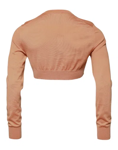 Dolce & Gabbana Beige Wool Crewneck Pullover Cropped Sweater In Beige