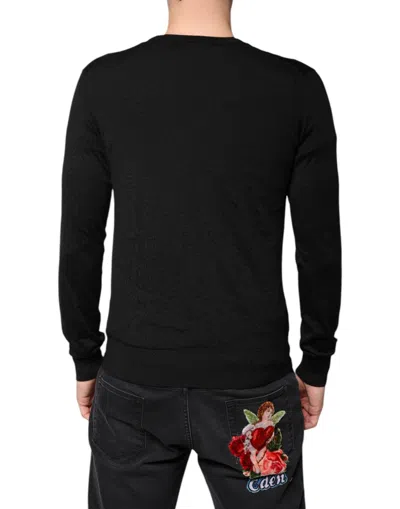 Dolce & Gabbana Black Cashmere Button Down Cardigan Sweater In Black