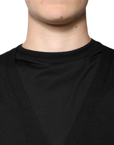 Dolce & Gabbana Black Cashmere Button Down Cardigan Sweater In Black