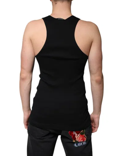 Dolce & Gabbana Black Cotton Sleeveless Round Neck Tank T-shirt In Black
