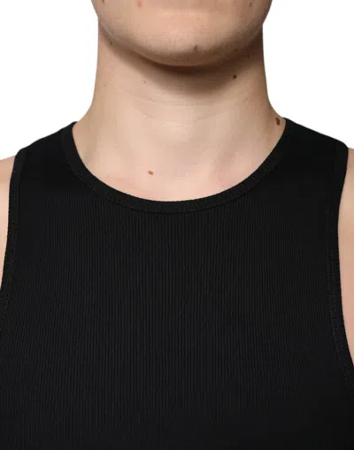 Dolce & Gabbana Black Cotton Sleeveless Round Neck Tank T-shirt In Black