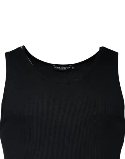 Dolce & Gabbana Black Cotton Sleeveless Round Neck Tank T-shirt In Black