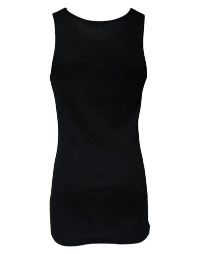 Dolce & Gabbana Black Cotton Sleeveless Round Neck Tank T-shirt In Black