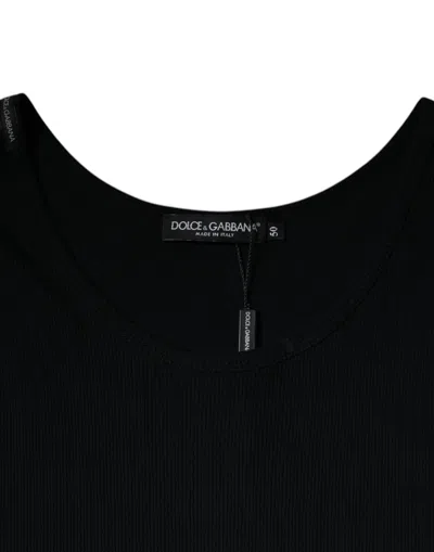Dolce & Gabbana Black Cotton Sleeveless Round Neck Tank T-shirt In Black