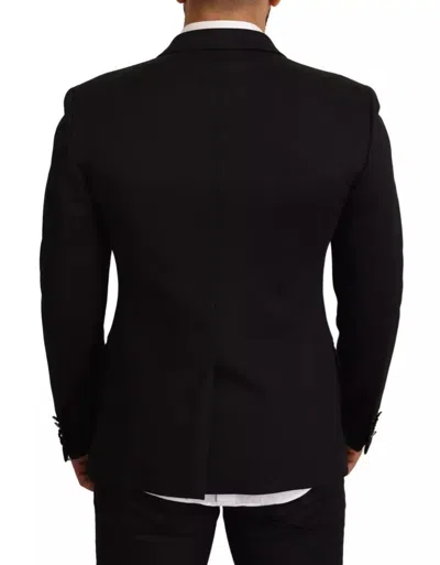 Dolce & Gabbana Black Cotton Slim Fit Coat Jacket Blazer In Black