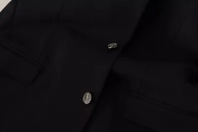 Dolce & Gabbana Black Cotton Slim Fit Coat Jacket Blazer In Black
