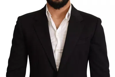 Dolce & Gabbana Black Cotton Slim Fit Coat Jacket Blazer In Black