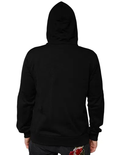 Dolce & Gabbana Black Crown Cotton Hooded Sweatshirt Sweater In Black