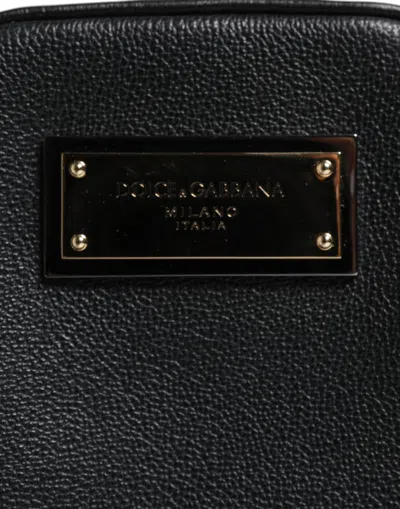 Pre-owned Dolce & Gabbana Black Grain Leather Logo Plaque Clutch Women's Bag ()