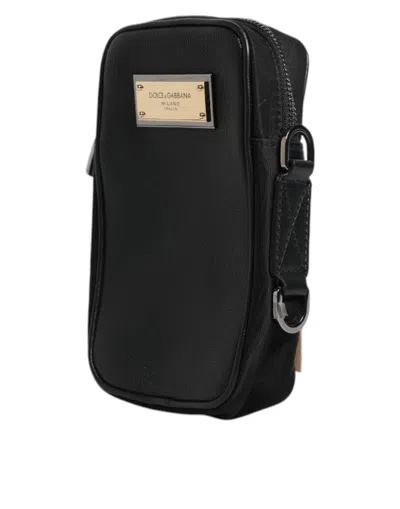 Pre-owned Dolce & Gabbana Black Grain Leather Logo Plaque Clutch Women's Bag ()