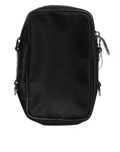 Pre-owned Dolce & Gabbana Black Grain Leather Logo Plaque Clutch Women's Bag ()
