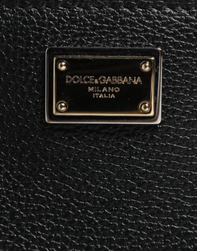 Pre-owned Dolce & Gabbana Black Grain Leather Logo Plaque Clutch Women's Bag ()