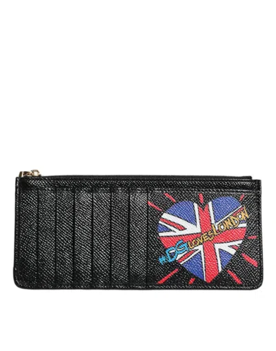 Dolce & Gabbana Black Leather #dgloveslondon Cardholder Case Women's Wallet In Black