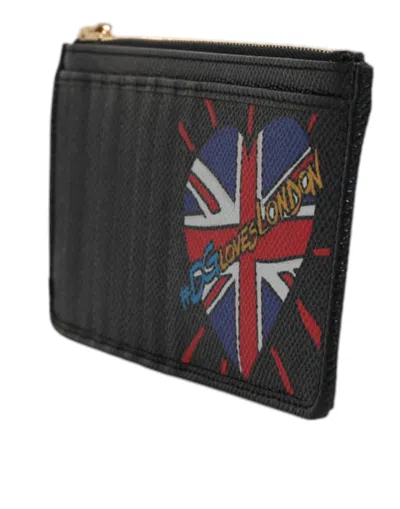 Dolce & Gabbana Black Leather #dgloveslondon Cardholder Case Women's Wallet In Black