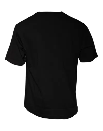 Dolce & Gabbana Black Printed Pocket Cotton Crewneck T-shirt In Black
