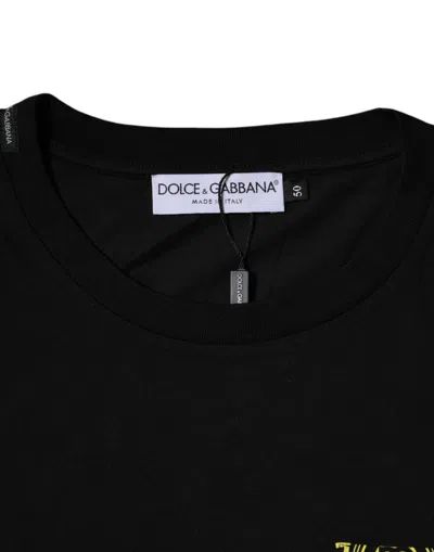Dolce & Gabbana Black Printed Pocket Cotton Crewneck T-shirt In Black