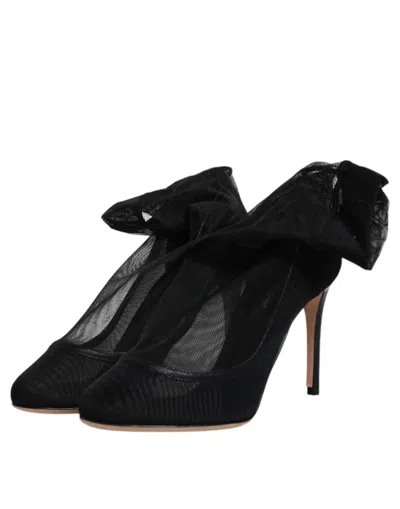 Dolce & Gabbana Black Nylon Stretch Mesh Sock Boots Shoes In Black
