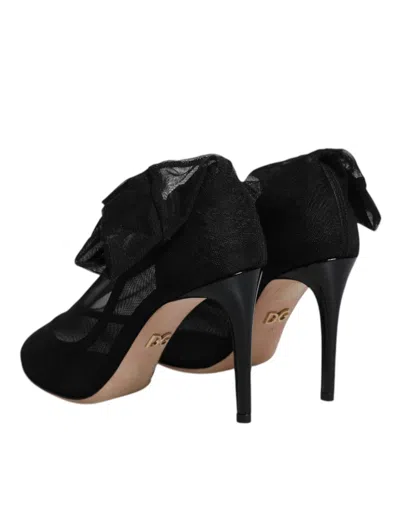 Dolce & Gabbana Black Nylon Stretch Mesh Sock Boots Shoes In Black