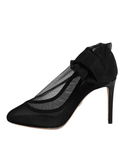 Dolce & Gabbana Black Nylon Stretch Mesh Sock Boots Shoes In Black