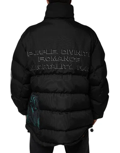 Dolce & Gabbana Black Nylon Puffer Men Full Zip Jacket In Black