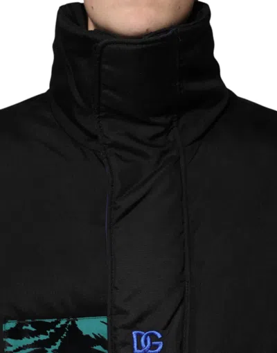Dolce & Gabbana Black Nylon Puffer Men Full Zip Jacket In Black