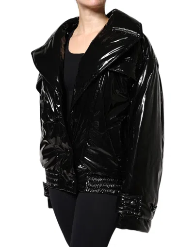 Dolce & Gabbana Insulated Glossy Oversized Jacket In Black