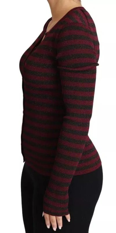 Dolce & Gabbana Black Red Striped Viscose Cardigan Sweater In Black And Red