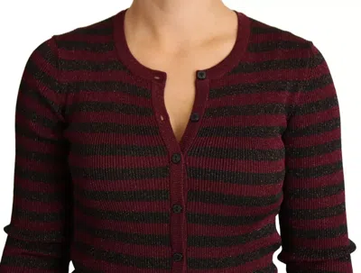 Dolce & Gabbana Black Red Striped Viscose Cardigan Sweater In Black And Red