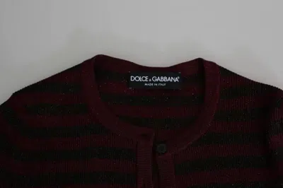 Dolce & Gabbana Black Red Striped Viscose Cardigan Sweater In Black And Red