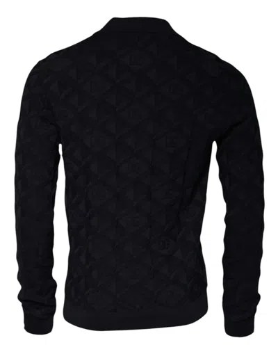 Dolce & Gabbana Black Silk Crew Neck Men Cardigan Sweater In Black