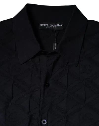 Dolce & Gabbana Black Silk Crew Neck Men Cardigan Sweater In Black
