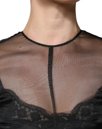 Dolce & Gabbana Black Tulle A-line Midi Cocktail Gown Dress In Black