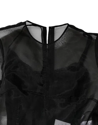 Dolce & Gabbana Black Tulle A-line Midi Cocktail Gown Dress In Black