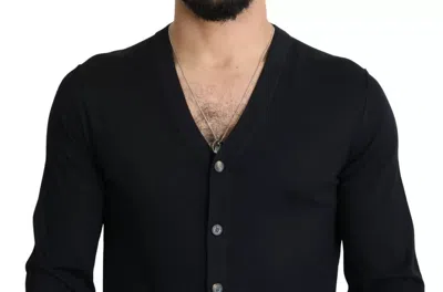 Dolce & Gabbana Black Wool Button Down Men Cardigan Sweater In Black