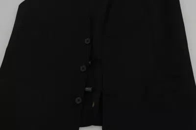 Dolce & Gabbana Blue Waistcoat Formal Stretch Wool Vest In Black