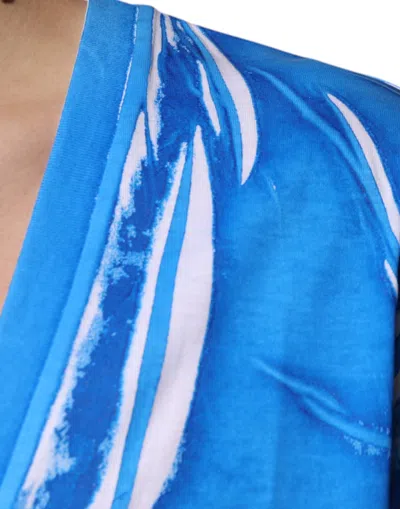 Dolce & Gabbana Blue Cotton V-neck Short Sleeves T-shirt In Blue