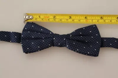 Dolce & Gabbana Blue Patterned Silk Adjustable Neck Bow Tie Men's Men In Blue