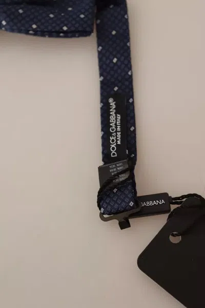Dolce & Gabbana Blue Patterned Silk Adjustable Neck Bow Tie Men's Men In Blue