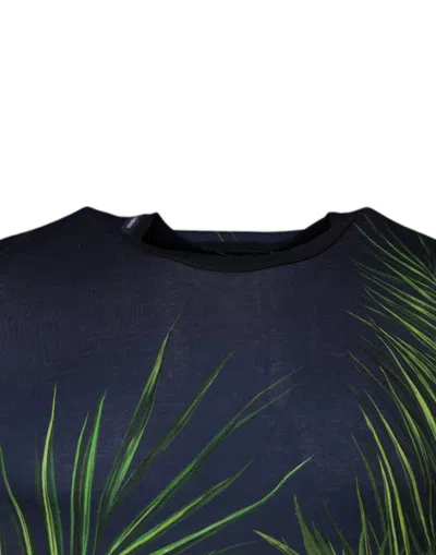 Dolce & Gabbana Blue Tree Print Crewneck Short Sleeve T-shirt In Blue