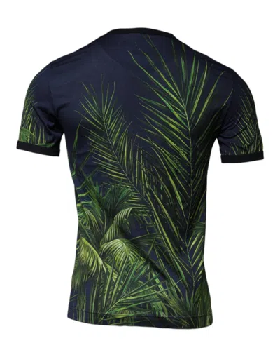 Dolce & Gabbana Blue Tree Print Crewneck Short Sleeve T-shirt In Blue