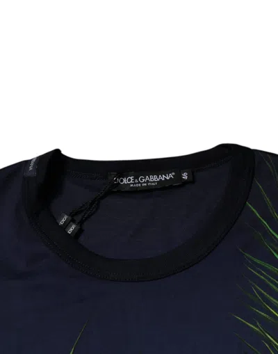Dolce & Gabbana Blue Tree Print Crewneck Short Sleeve T-shirt In Blue