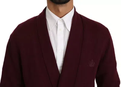 Dolce & Gabbana Bordeaux Cashmere Crown Cardigan Sweater In Maroon