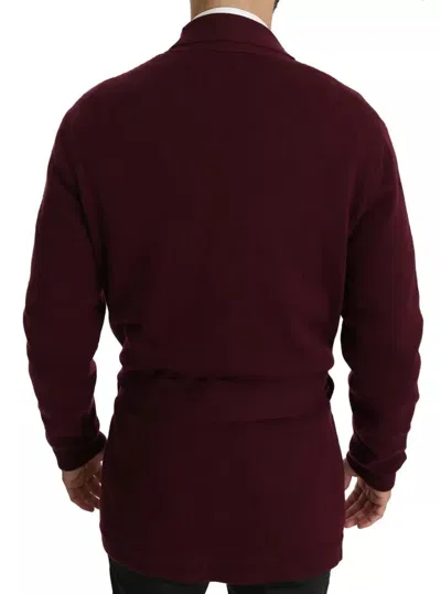 Dolce & Gabbana Bordeaux Cashmere Crown Cardigan Sweater In Maroon