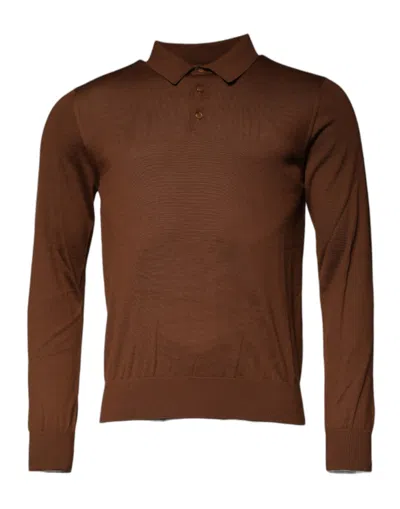 Dolce & Gabbana Brown Cashmere Buttoned Men Pullover Sweater In Brown