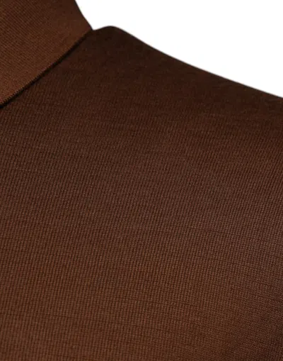 Dolce & Gabbana Brown Cashmere Buttoned Men Pullover Sweater In Brown