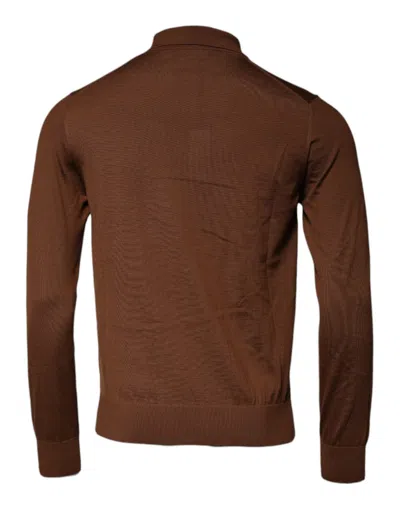 Dolce & Gabbana Brown Cashmere Buttoned Men Pullover Sweater In Brown
