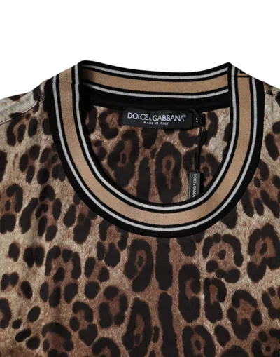 Dolce & Gabbana Brown Leopard Crew Neck Short Sleeve Men's T-shirt In Brown