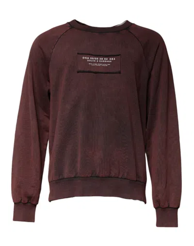 Dolce & Gabbana Brown Logo Cotton Crew Neck Pullover Sweater In Brown