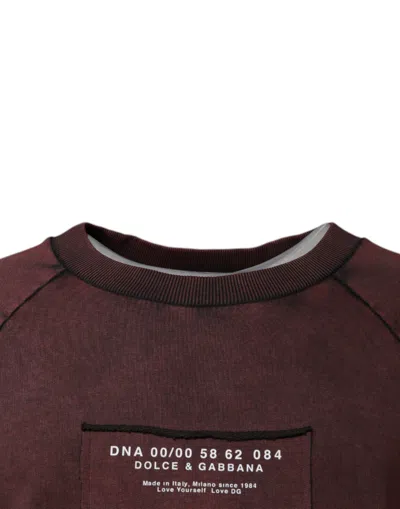 Dolce & Gabbana Brown Logo Cotton Crew Neck Pullover Sweater In Brown